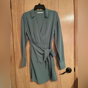 Abercrombie & Fitch Long Sleeve Wrap Dress in Blue